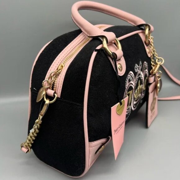 Juicy Couture Juicy Lovers Club Bowler Crossbody Handbag Black Pink NWT - Picture 3 of 8